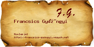 Francsics Gyöngyi névjegykártya